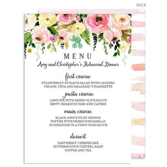 Spring Peonies Menus